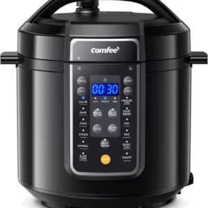 หม้ออัดแรงดันไฟฟ้า COMFEE’ 9-in-1 พร้อมฟังก์ชันตั้งโปรแกรมได้ 14 แบบ หม้ออเนกประสงค์ Olla de Presion หม้อเคลือบสารกันติด เครื่องทำโยเกิร์ต หม้อหุงข้าว หม้อหุงช้า หม้อผัด หม้อนึ่ง 6 ควอร์ต สีดำ